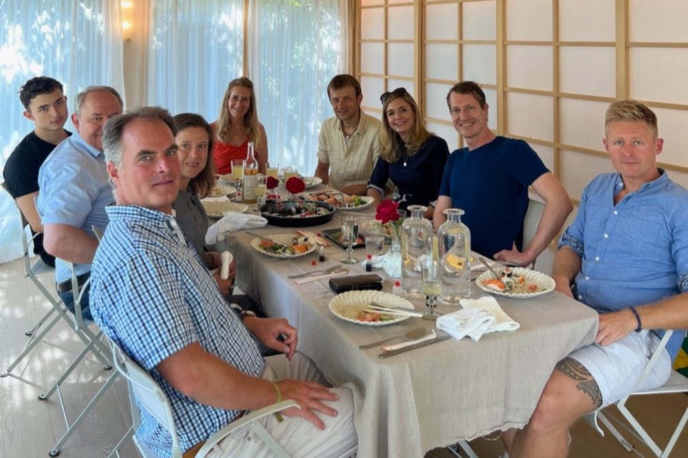 A gathering around a table