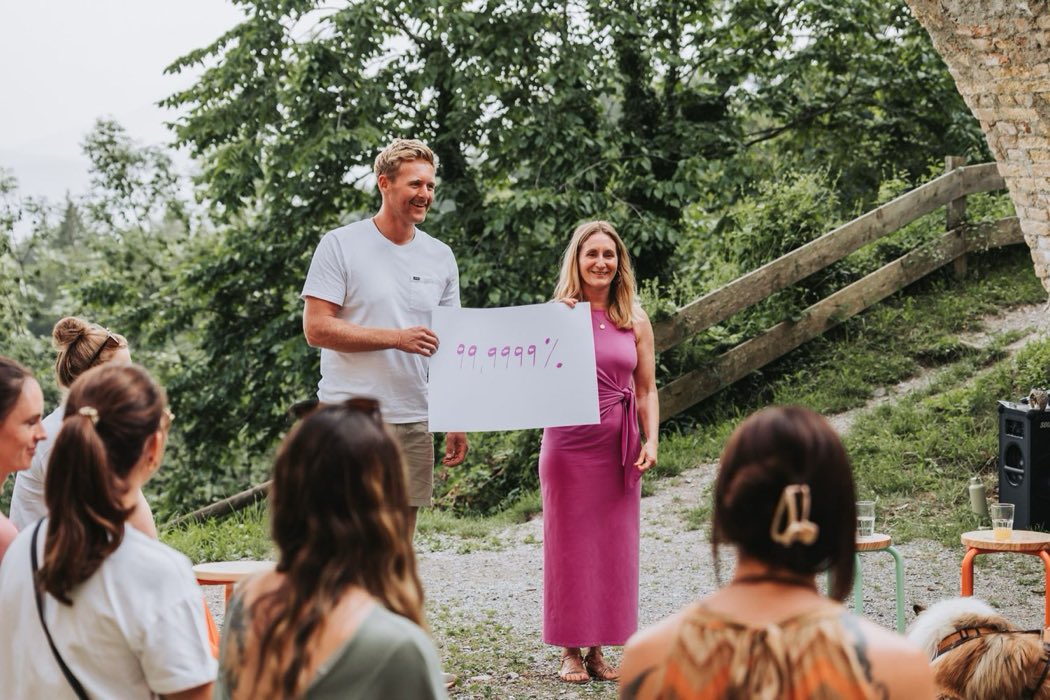An outdoor workshop with participants